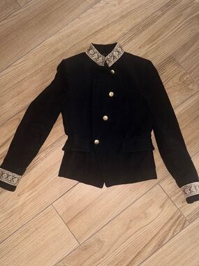 Zara Black Embroidered Collar & Cuff Blazer Hussar Military Jacket Drummer boy
